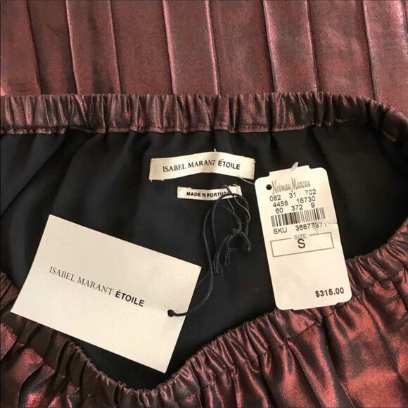Isabel Marant NWT Circle Skirt Pleated Metallic Red Copper Mini Copper Runway - Picture 8 of 11